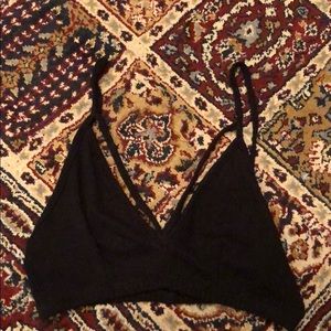 Black Knitted Crop Tank